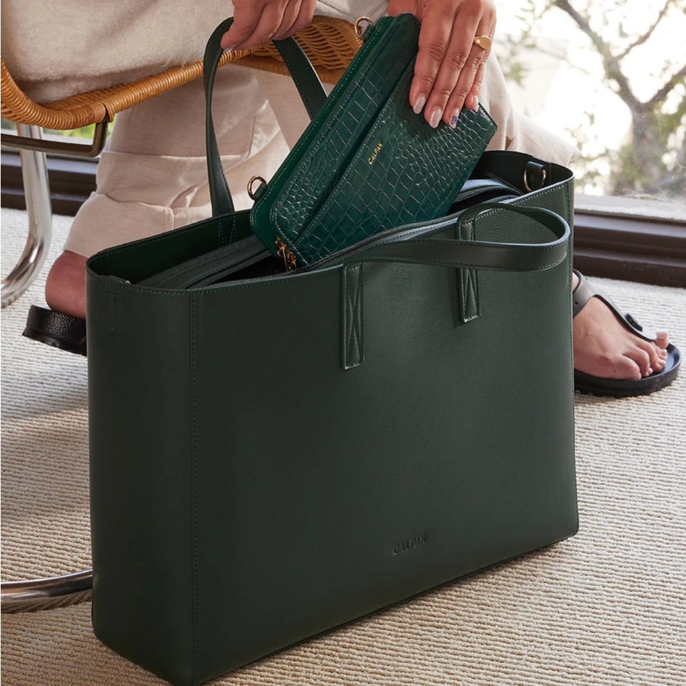 Haven Laptop Tote Bag in Forest Green work Handbag modern trendy Calpak